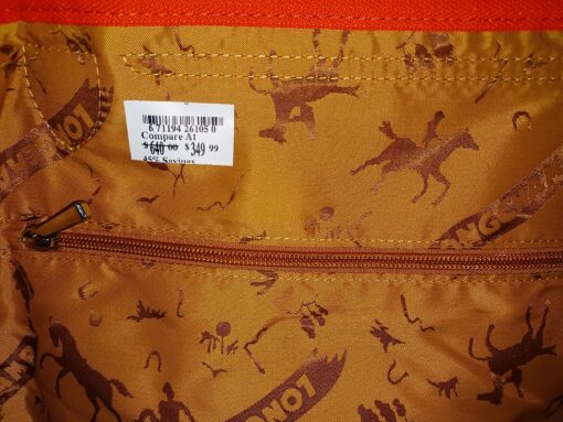 NEW LONGCHAMP LE PLIAGE LEATHER ORANGE TOTE/ wSticker - Image 4