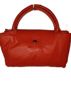 NEW LONGCHAMP LE PLIAGE LEATHER ORANGE TOTE/ wSticker