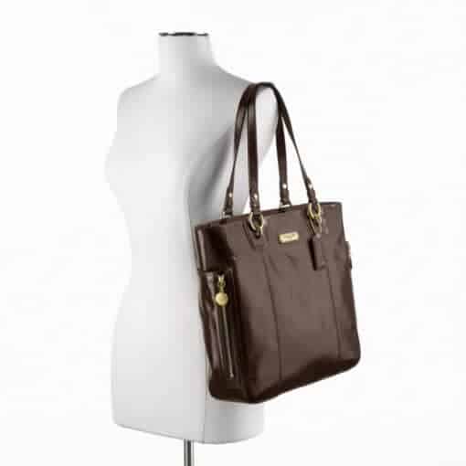 Coach (F20432) Handbag Chocolate Brown Patent - Image 2