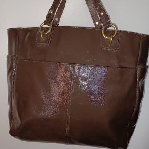 Coach (F20432) Handbag Chocolate Brown Patent - Image 5