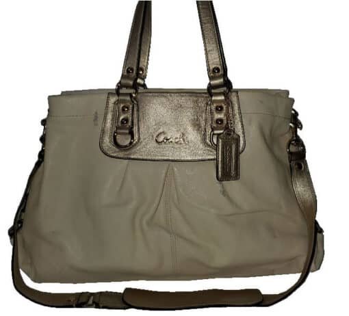 Coach Ashley Patent Leather Large Satchel 15454 Putty - Image 3