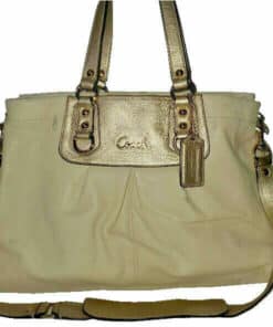 Coach Ashley Patent Leather Large Satchel 15454 Putty