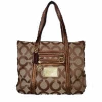 COACH Poppy Op Art Glam Gold and Khaki Tote