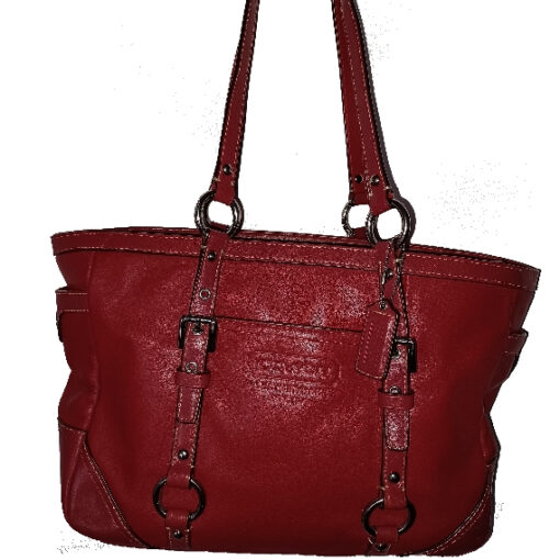 Coach Gallery East West Tote Red Premium Leather Purse Shoulder Bag F12343